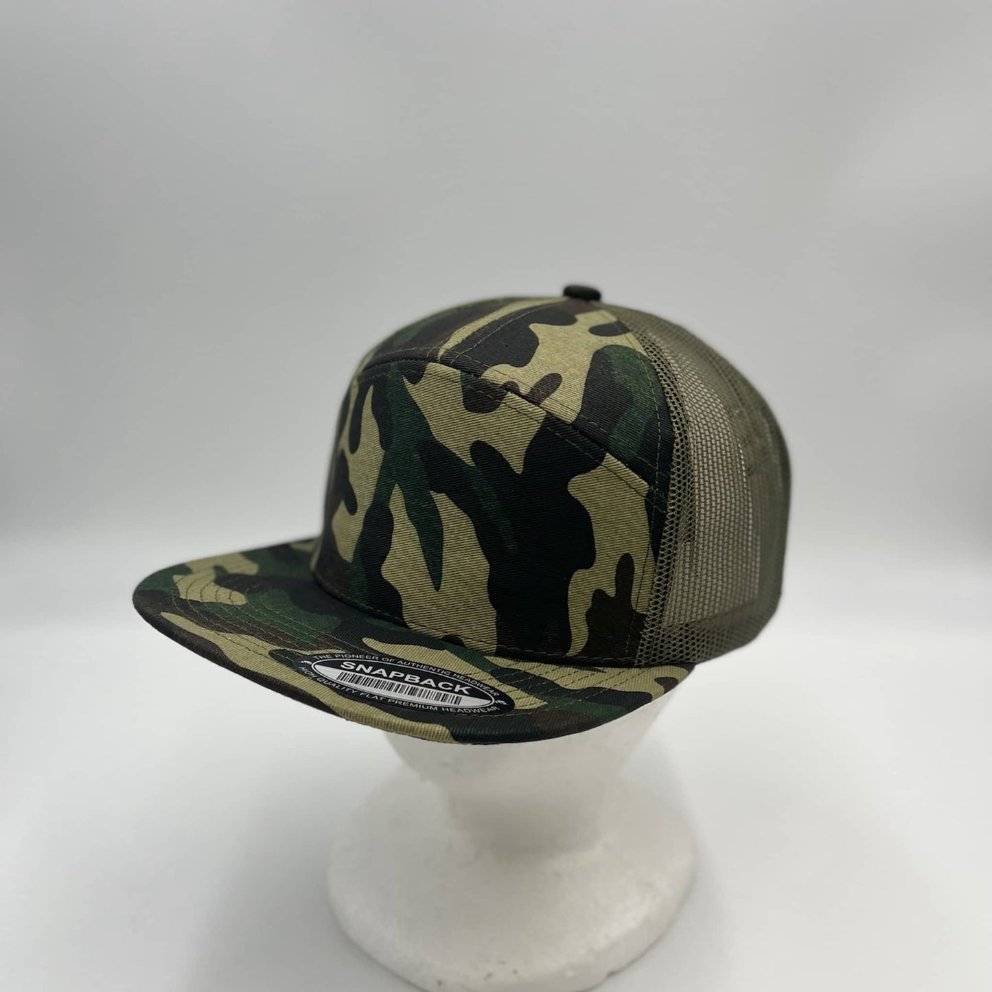 Plain 7 Panel Trucker Green Camo and Olive Mesh 12 pack NS7TMC4 Cap Hat