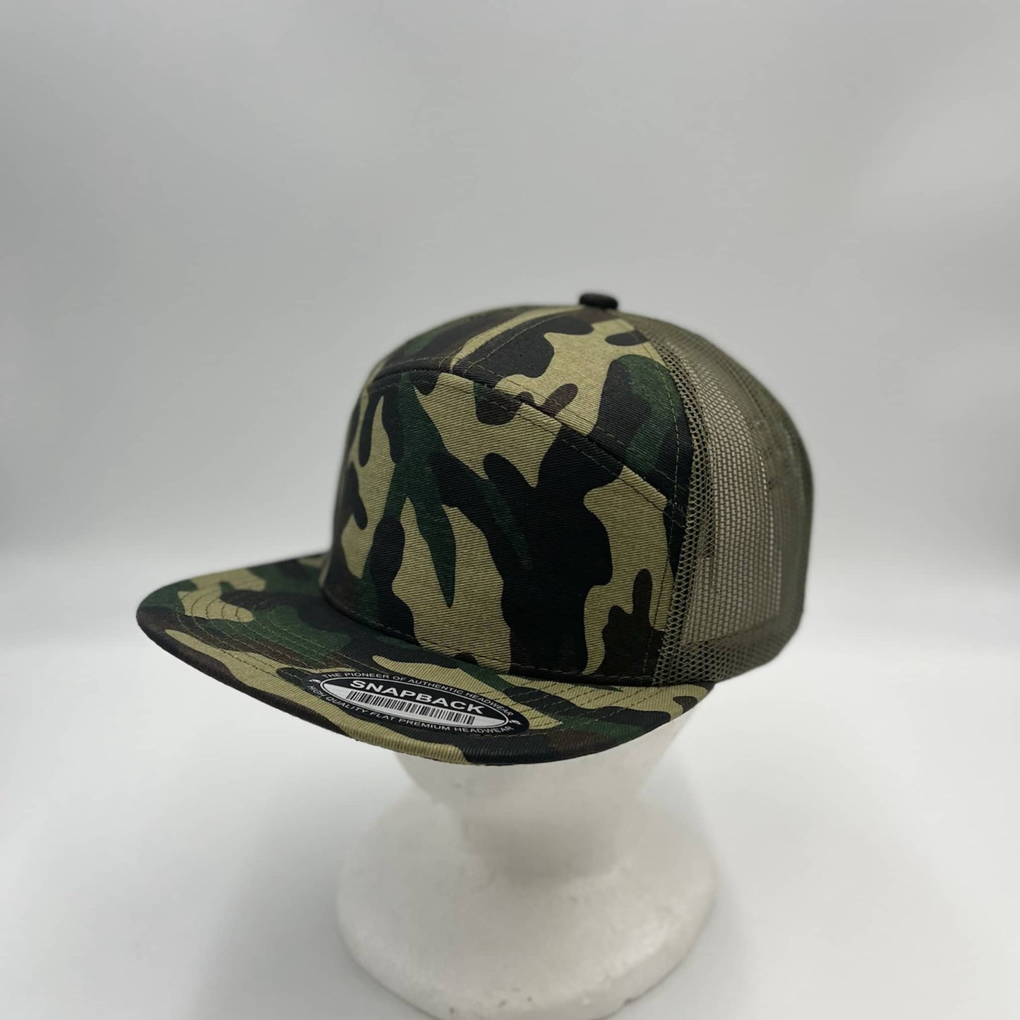 Alpha Omega Cap Plain 7 Panel Trucker Green Camo and Olive Mesh 12 pack  NS7TMC4 Cap Hat