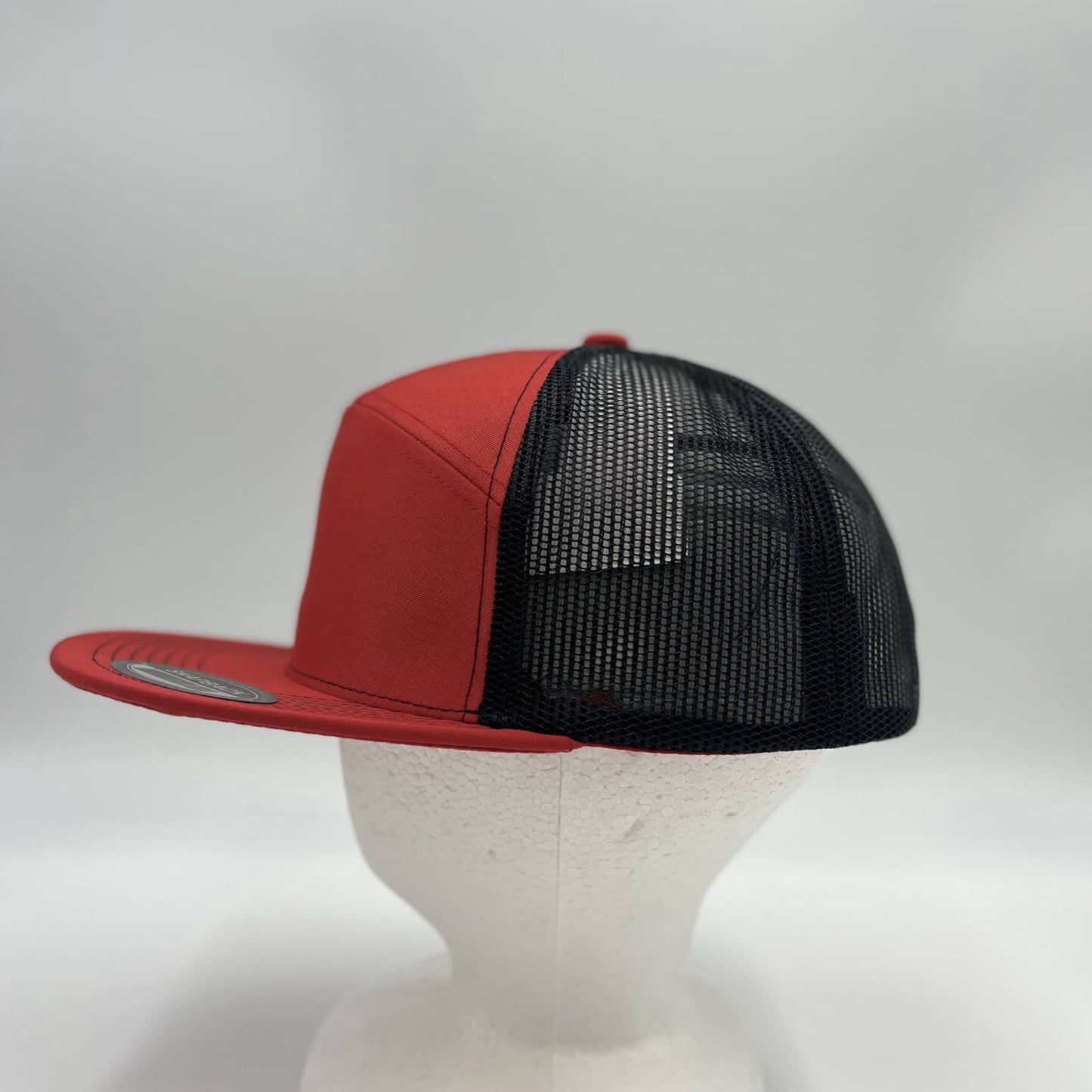 Plain 7 Panel Trucker Red and Black Mesh 12 pack NS7TM02 Cap Hat