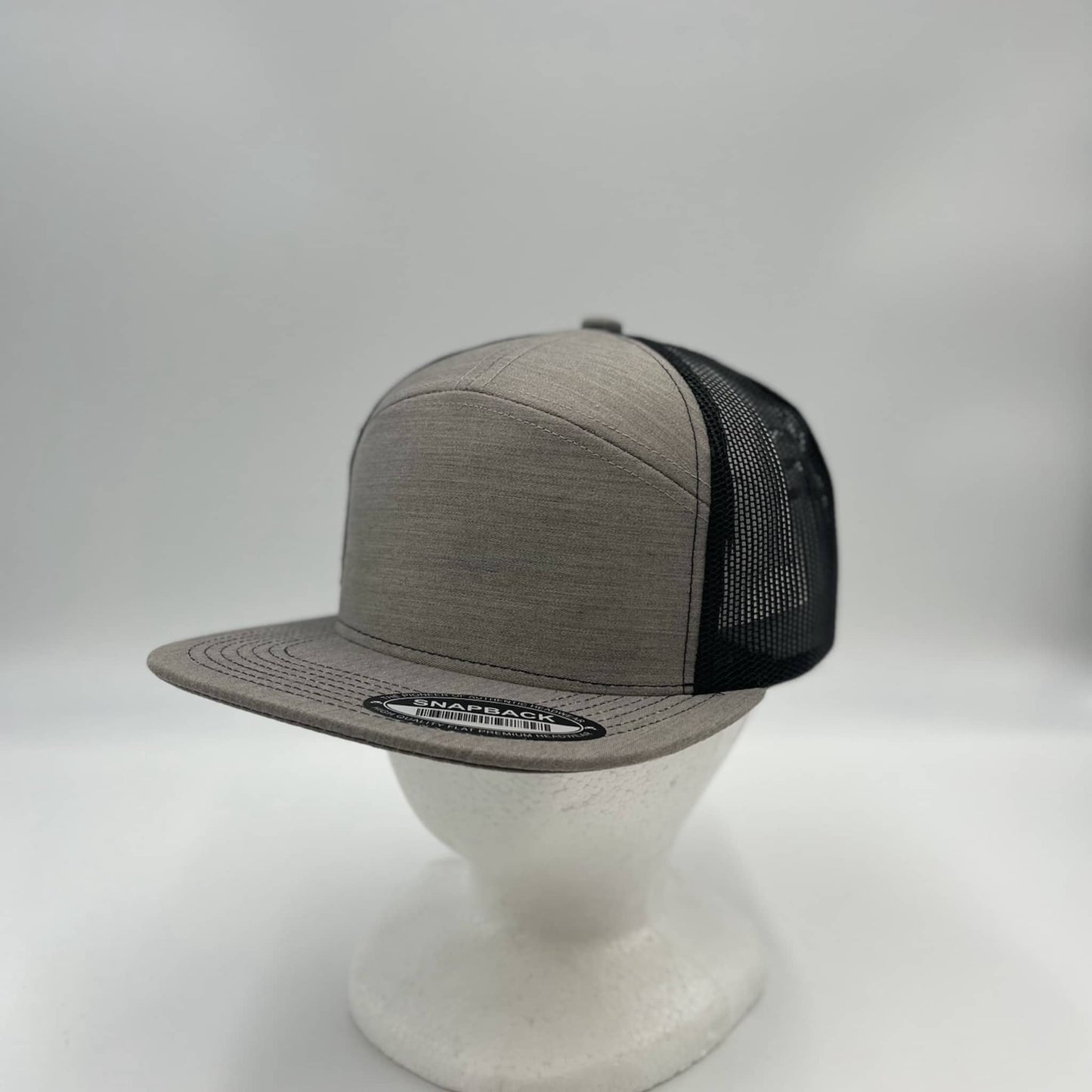 Plain 7 Panel Trucker Gray and Black Mesh 12 pack NS7TM11 Cap Hat