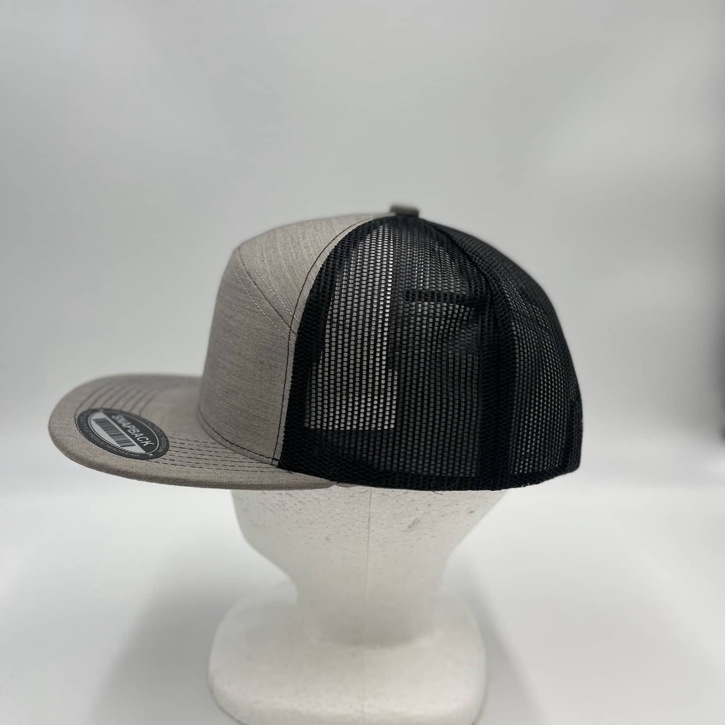 Plain 7 Panel Trucker Gray and Black Mesh 12 pack NS7TM11 Cap Hat