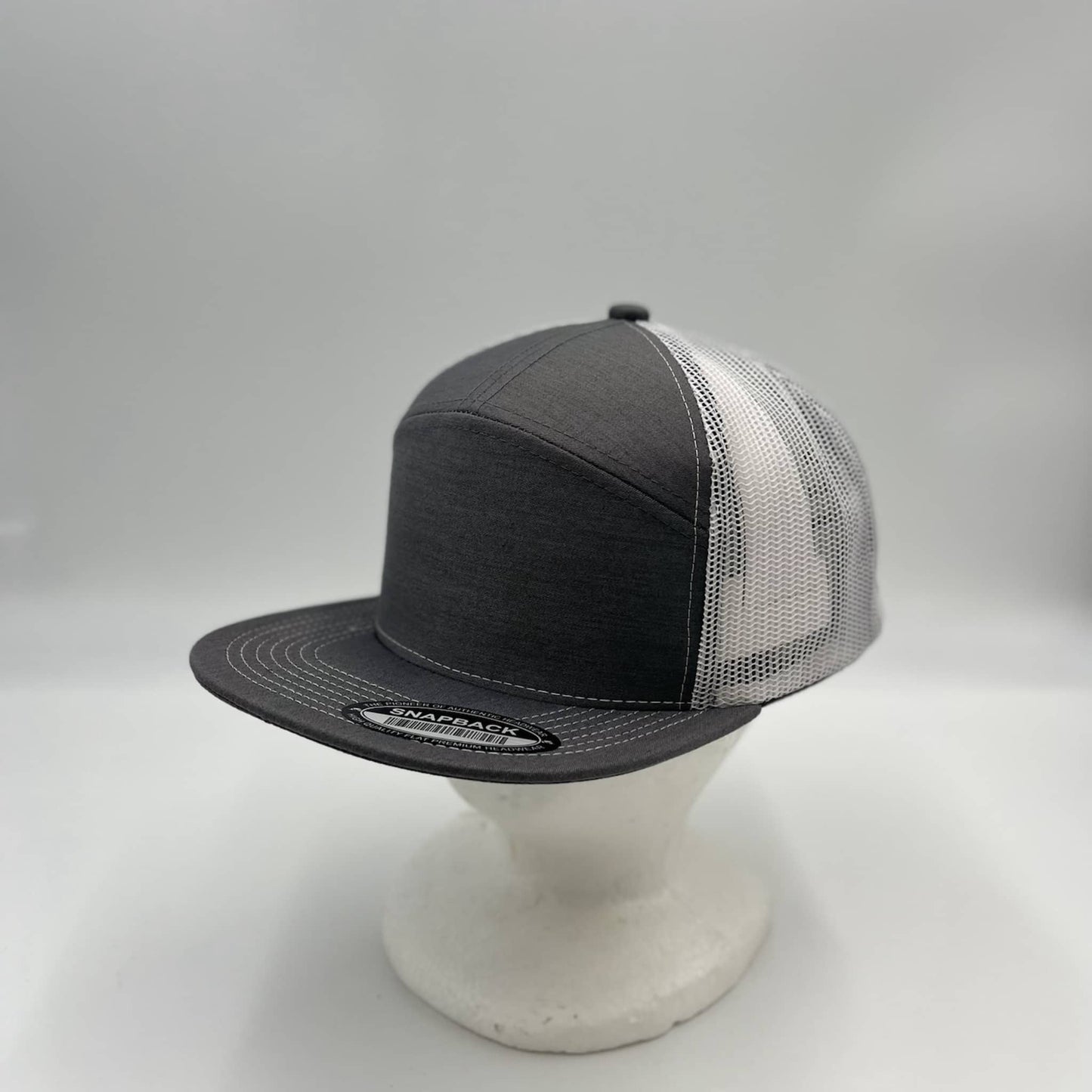 Plain 7 Panel Trucker Gray and Black Mesh 12 pack NS7TM12 Cap Hat