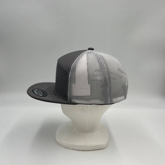 Plain 7 Panel Trucker Gray and Black Mesh 12 pack NS7TM12 Cap Hat