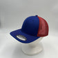 Plain Flat 6P Mesh Trucker Blue and Red Mesh 12 pack CF6M1847 Cap Hat