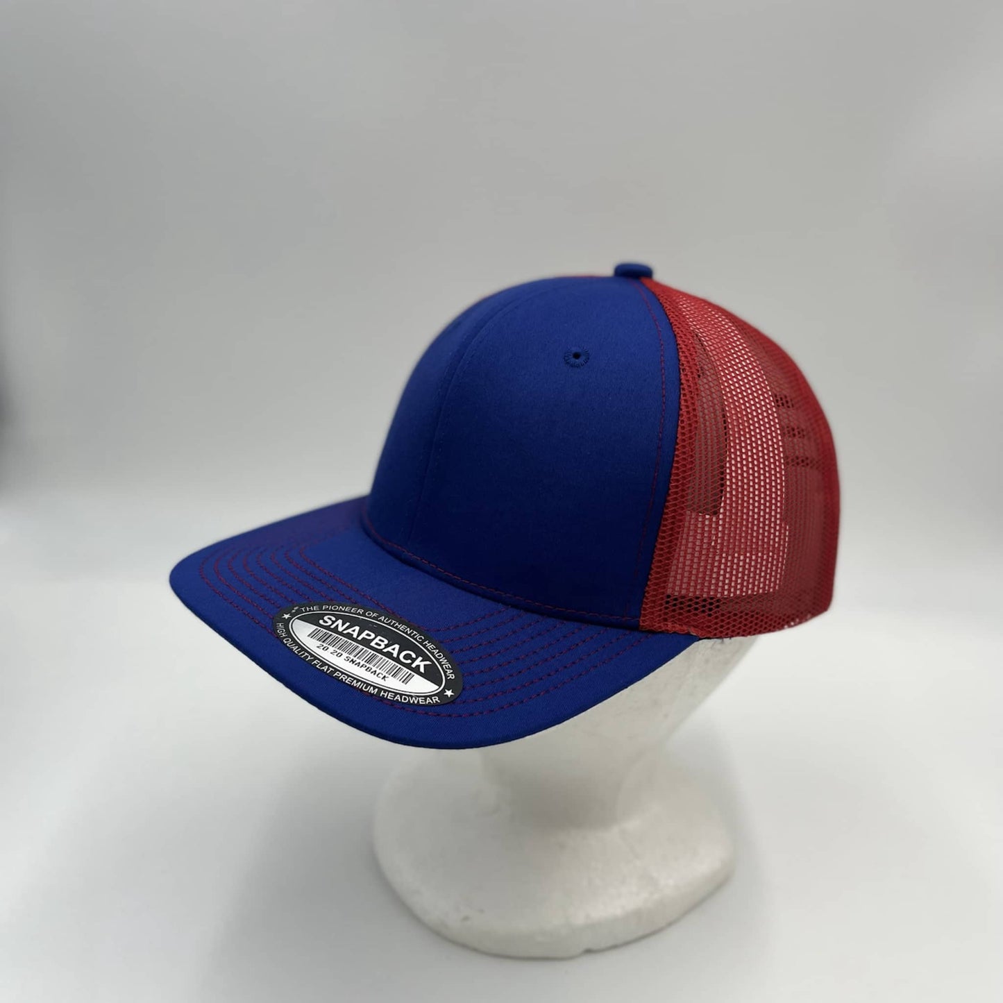 Plain Flat 6P Mesh Trucker Blue and Red Mesh 12 pack CF6M1847 Cap Hat