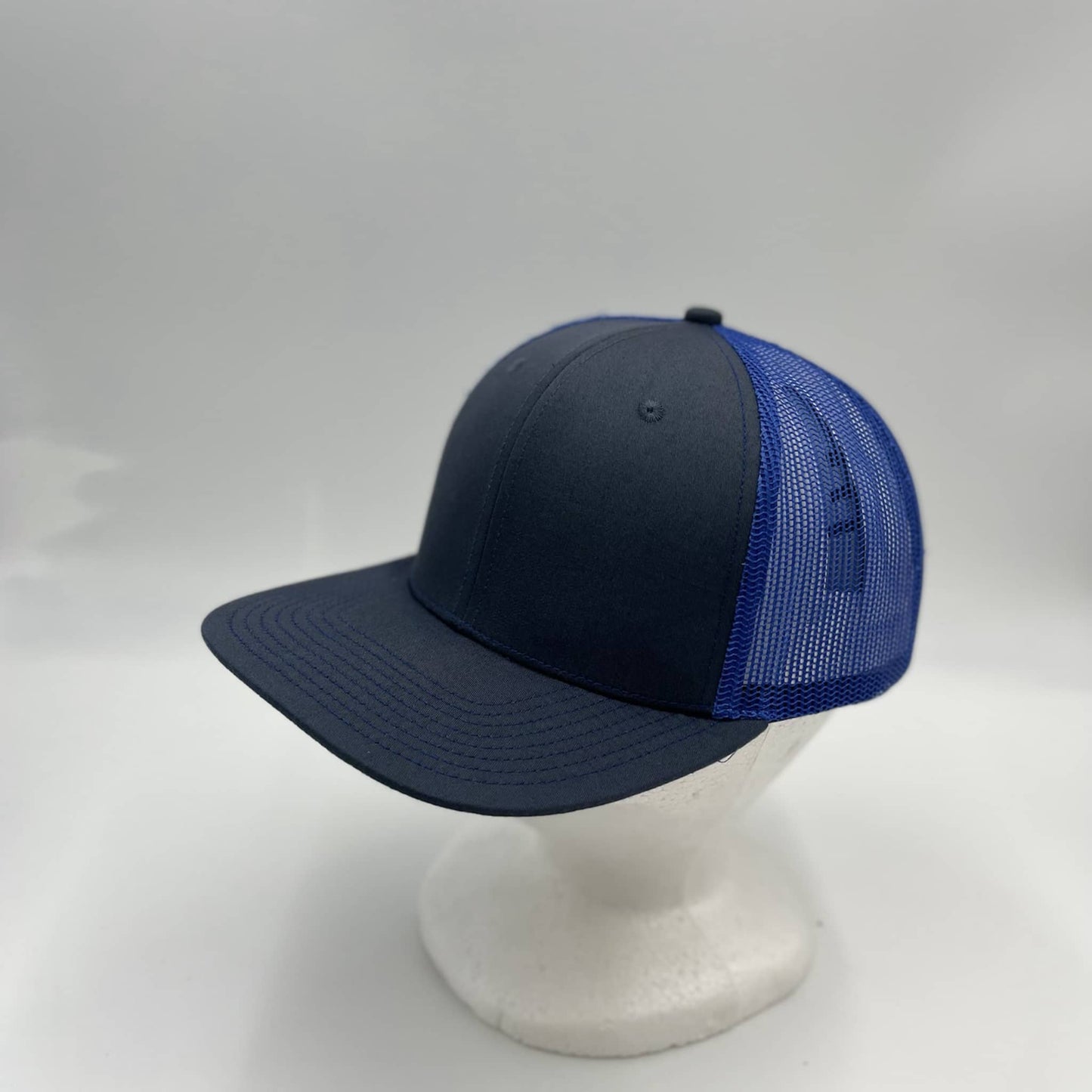 Alpha Omega Cap Plain Flat 6P Mesh Trucker Dark Gray and Blue Mesh 12 pack 12 pack CF6M1846 Cap Hat