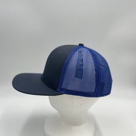 Plain Flat 6P Mesh Trucker Dark Gray and Blue Mesh 12 pack 12 pack CF6M1846 Cap Hat