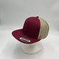 Plain Flat 6P Mesh Trucker Brugandy and Tan Mesh 12 pack CF6M1801 Cap Hat