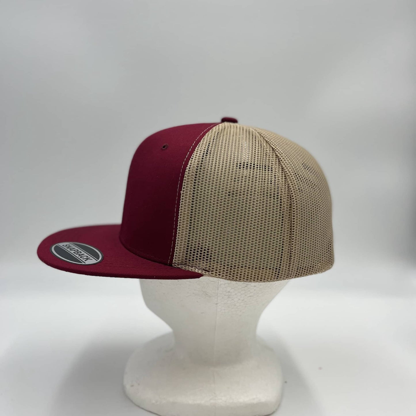 Plain Flat 6P Mesh Trucker Brugandy and Tan Mesh 12 pack CF6M1801 Cap Hat