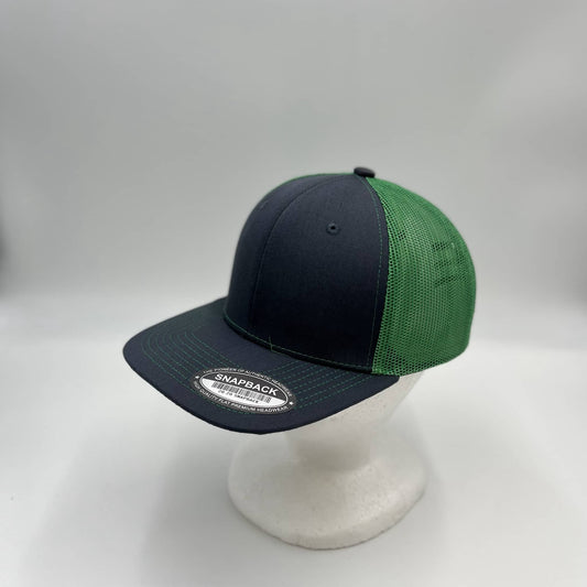 Alpha Omega Cap Plain Flat 6P Mesh Trucker Dark Gray and Green Net  12 pack CF6M1843 Cap Hat