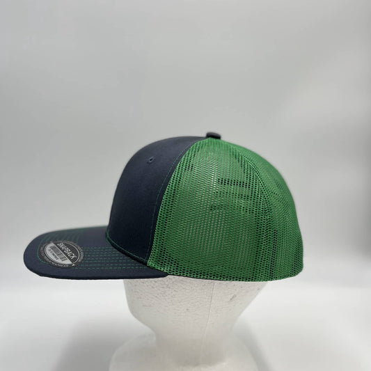 Plain Flat 6P Mesh Trucker Dark Gray and Green Net 12 pack CF6M1843 Cap Hat