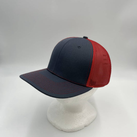 Plain Flat 6P Mesh Trucker Dark Gray and Red Net 12 pack CF6M1841 Cap Hat