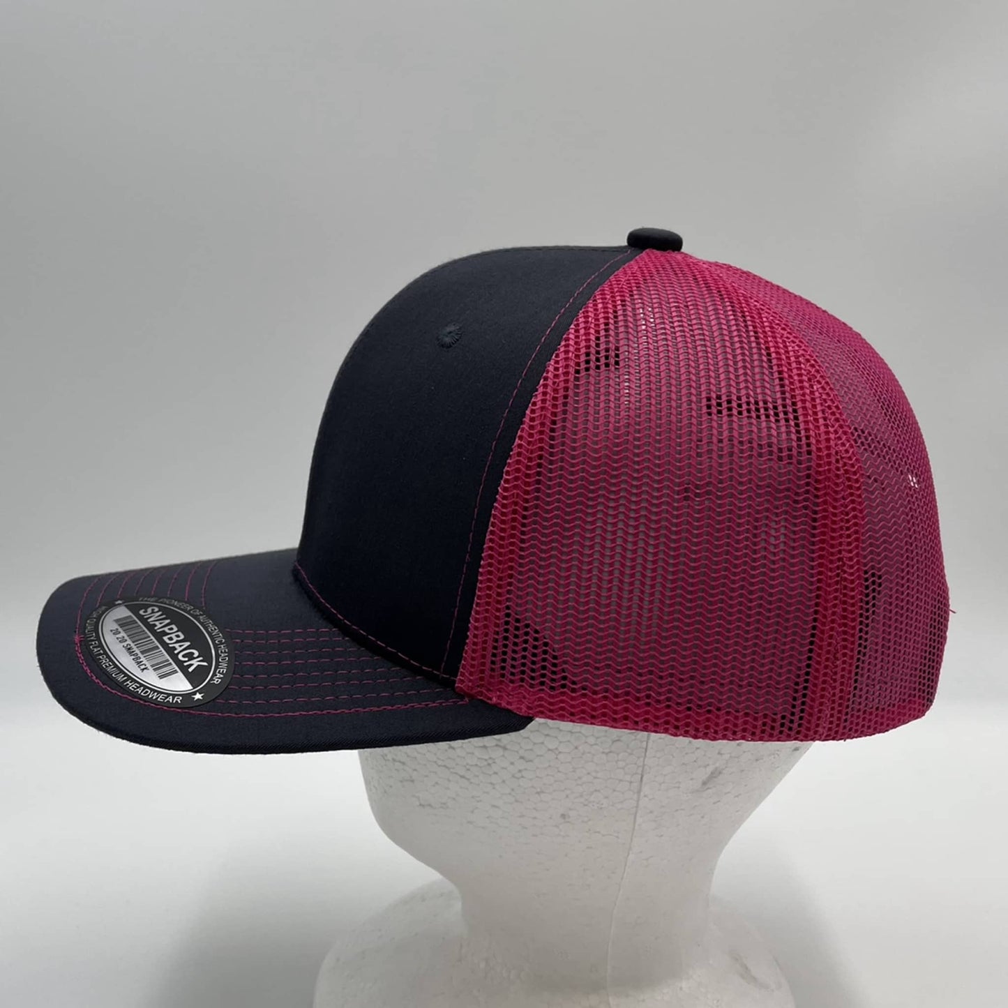 Plain Flat 6P Mesh Trucker Dark Gray and Fusia Net 12 pack CF6M1840 Cap Hat