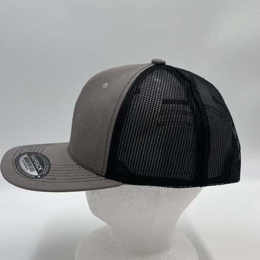 Plain Flat 6P Mesh Trucker Texture dark gray and Black Mesh 12 pack CF6M1877 Cap Hat