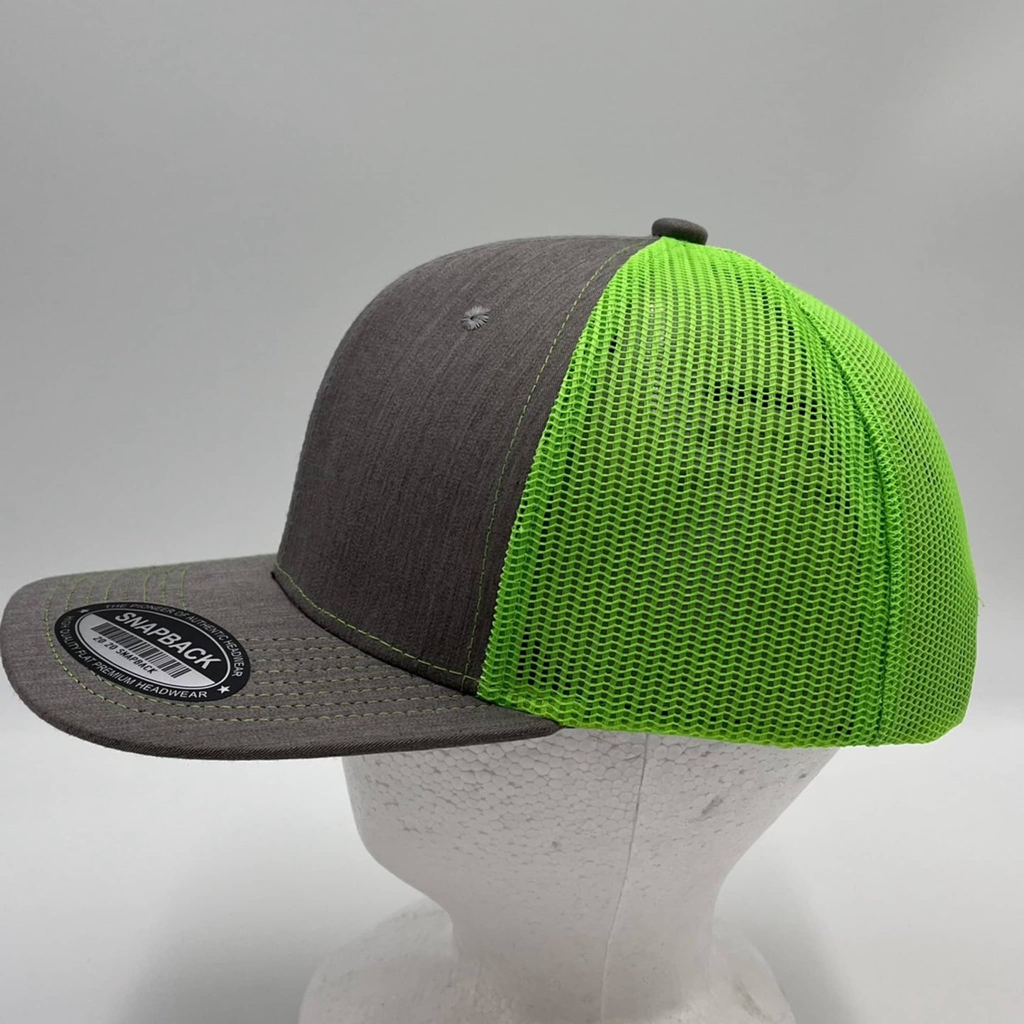 Alpha Omega Cap Plain Flat 6P Mesh Trucker Texture light gray and Neon Green Net 12 PACK CF6M1838 Cap Hat