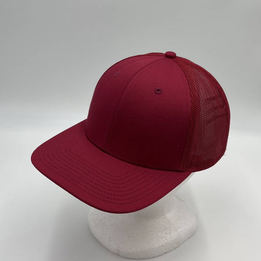 Plain Flat 6P Mesh Trucker Burgandy and Burgandy Mesh 12 pack CF6M1802 Cap Hat