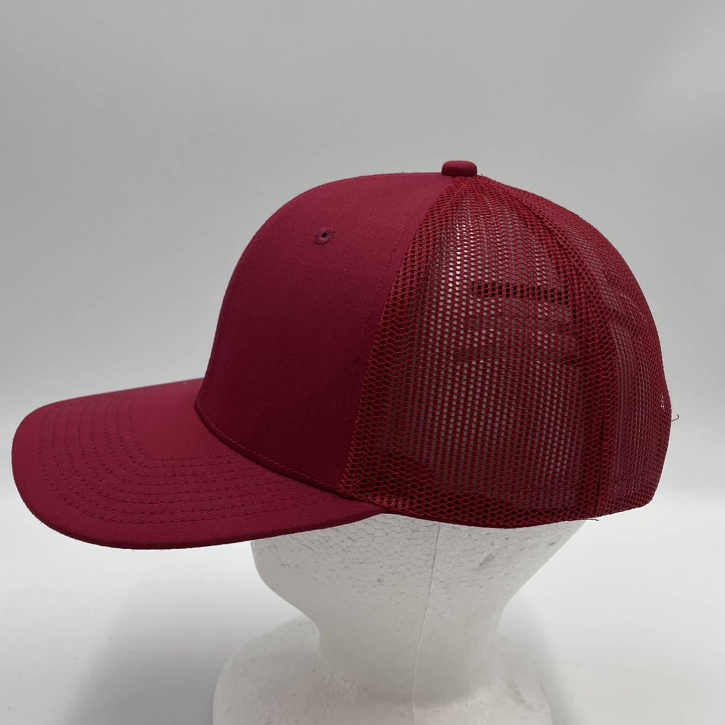 Plain Flat 6P Mesh Trucker Burgandy and Burgandy Mesh 12 pack CF6M1802 Cap Hat