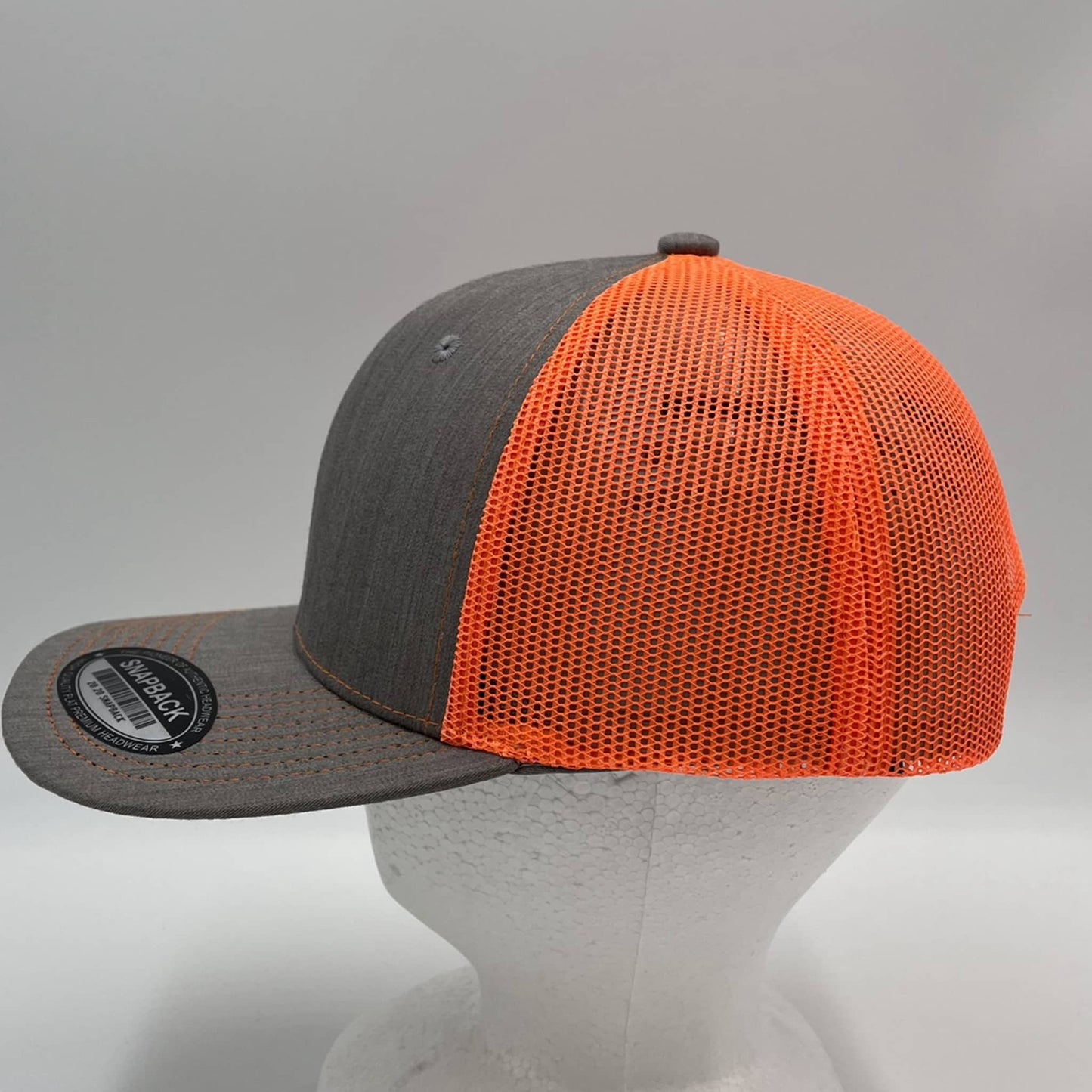 Plain Flat 6P Mesh Trucker Texture light gray and Orange Mesh 12 PACK CF6M1834 Cap Hat