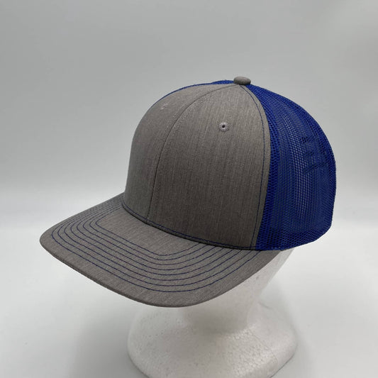 Alpha Omega Cap Plain Flat 6P Mesh Trucker Texture light gray and Blue Net 12pack CF6M1836 Cap Hat