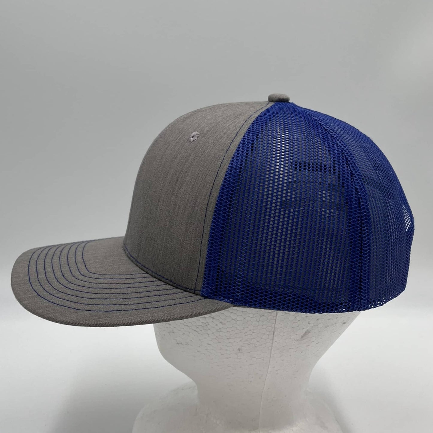 Alpha Omega Cap Plain Flat 6P Mesh Trucker Texture light gray and Blue Net 12pack CF6M1836 Cap Hat