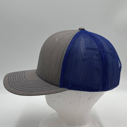 Alpha Omega Cap Plain Flat 6P Mesh Trucker Texture light gray and Blue Net 12pack CF6M1836 Cap Hat