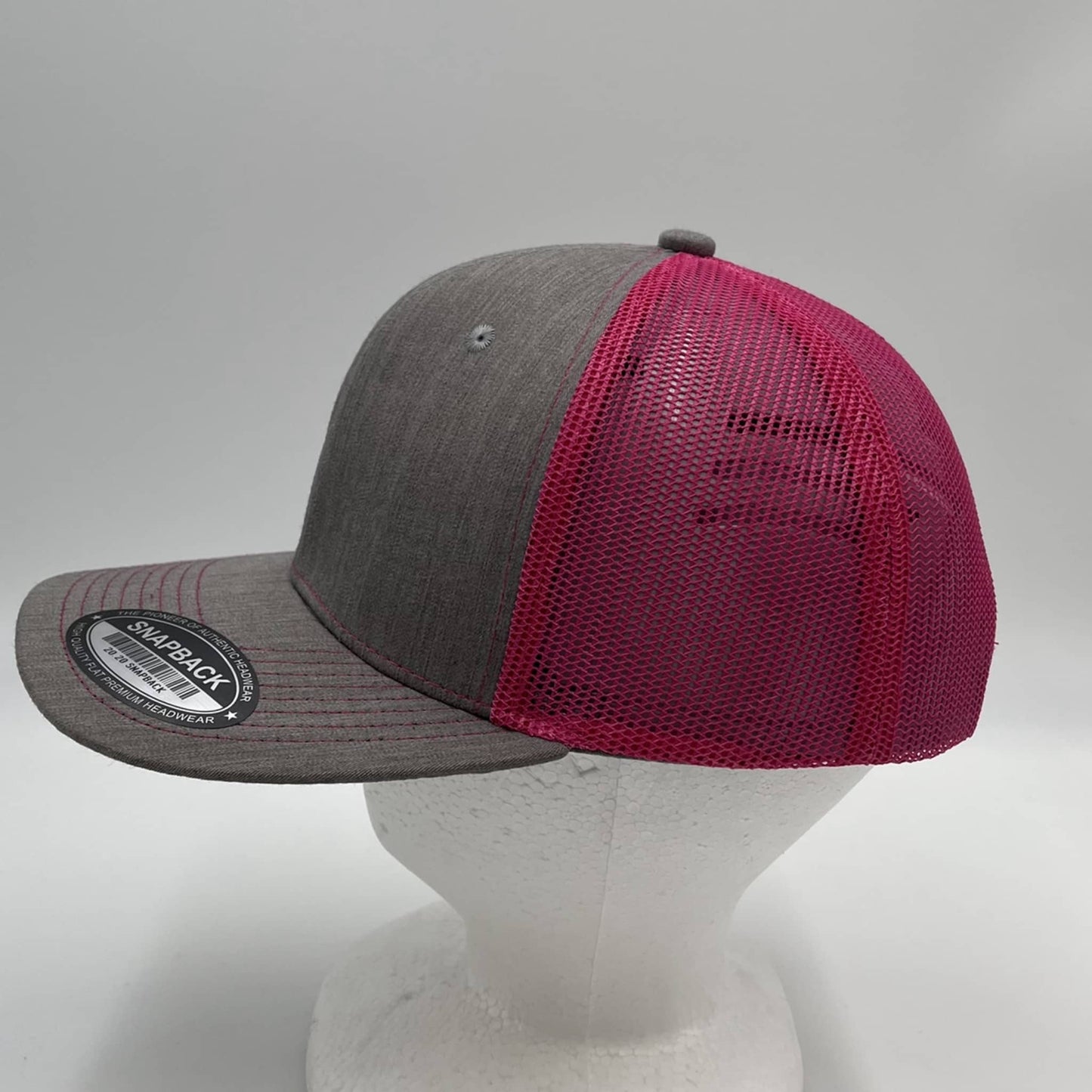 Alpha Omega Cap Plain Flat 6P Mesh Trucker Texture light gray and Fusia Net 12 pack CF6M1835 Cap Hat