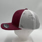 Plain Flat 6P Mesh Trucker Burgandy and White Mesh 12 pack CF6M1804 Cap Hat