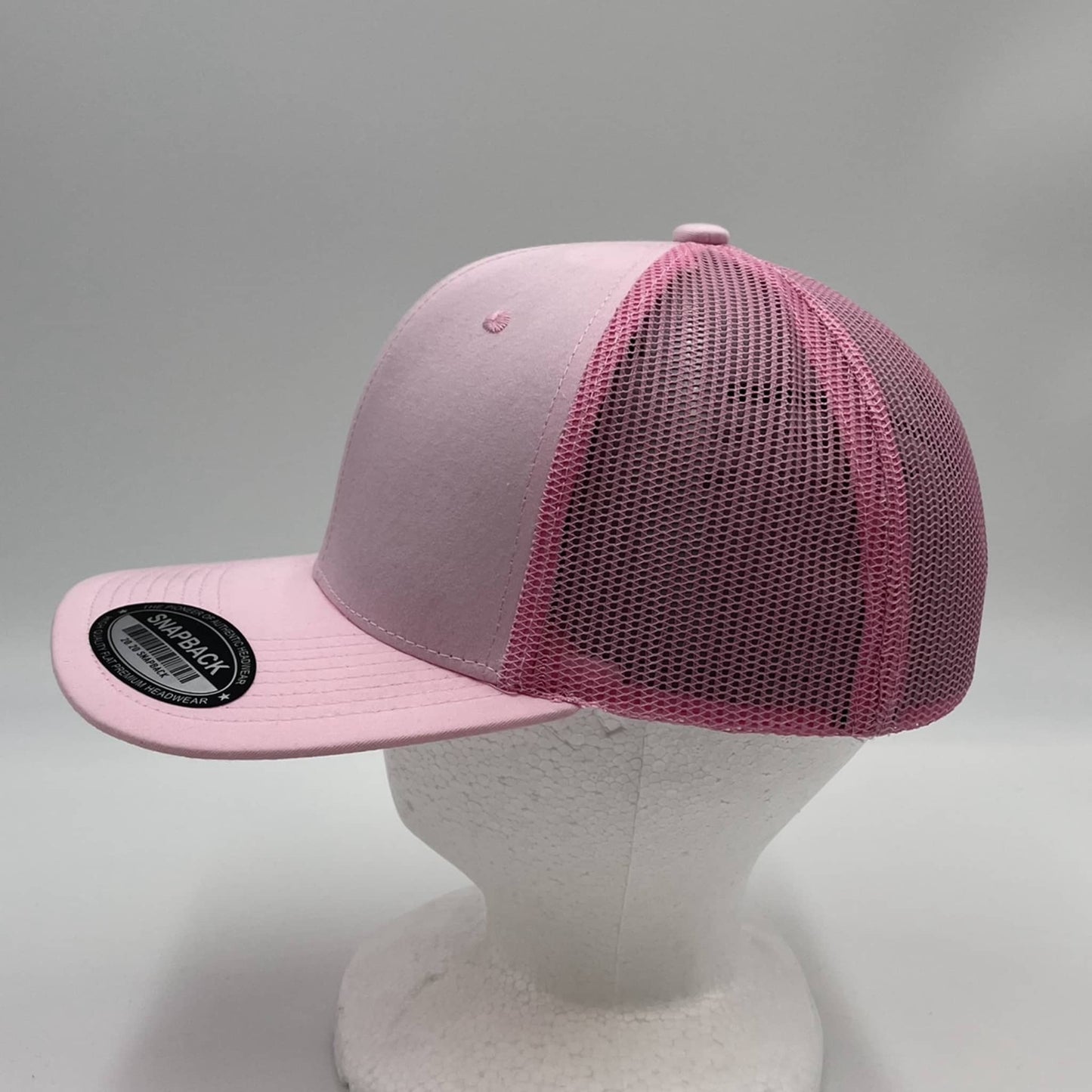 Plain Flat 6P Mesh Trucker Baby Pink and Baby Pink Mesh 12 pack CF6M1807 Cap Hat
