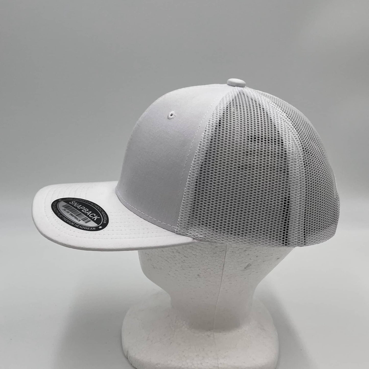 Plain Flat 6P Mesh Trucker White and White Mesh 12 pack CF6M1809 Cap Hat