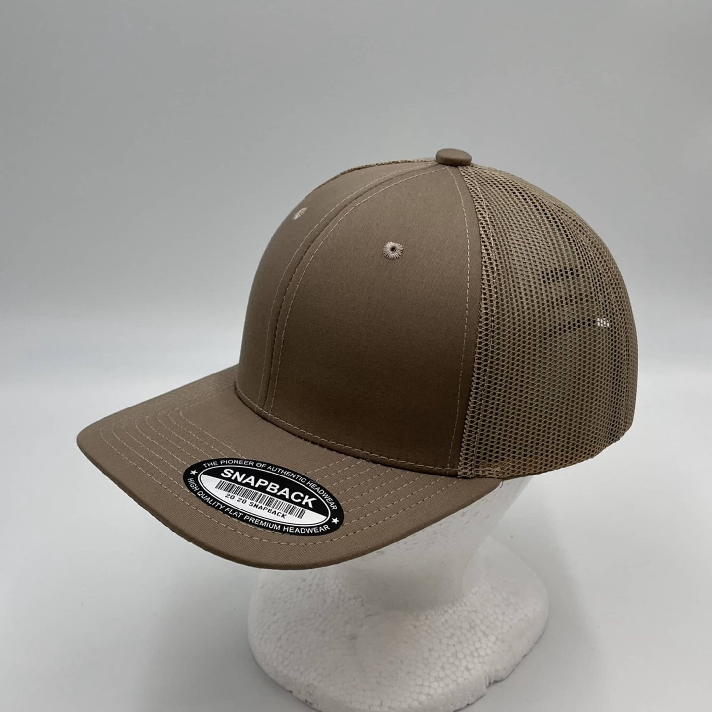 Alpha Omega Cap Plain Flat 6P Mesh Trucker Tan and Tan Mesh 12 pack CF6M1808 Cap Hat