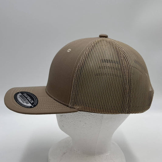Plain Flat 6P Mesh Trucker Tan and Tan Mesh 12 pack CF6M1808 Cap Hat