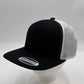 Plain Flat 6P Mesh Trucker Black and White Mesh 12-pck CF6M1875 Cap Hat
