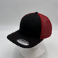 Plain Flat 6P Mesh Trucker Black and Red Mesh 12 pack CF6M1829 Cap Hat