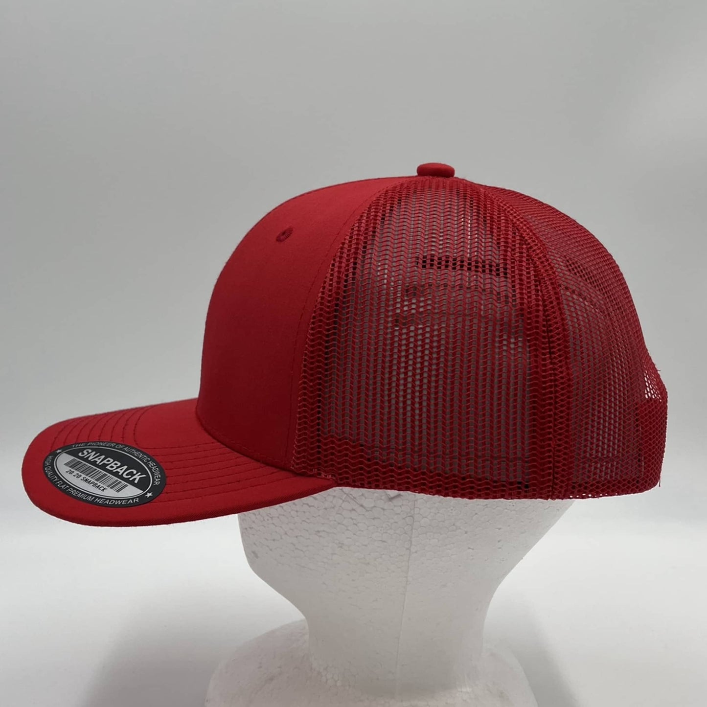 Plain Flat 6P Mesh Trucker Red and Red Mesh 12 pack CF6M1821 Cap Hat