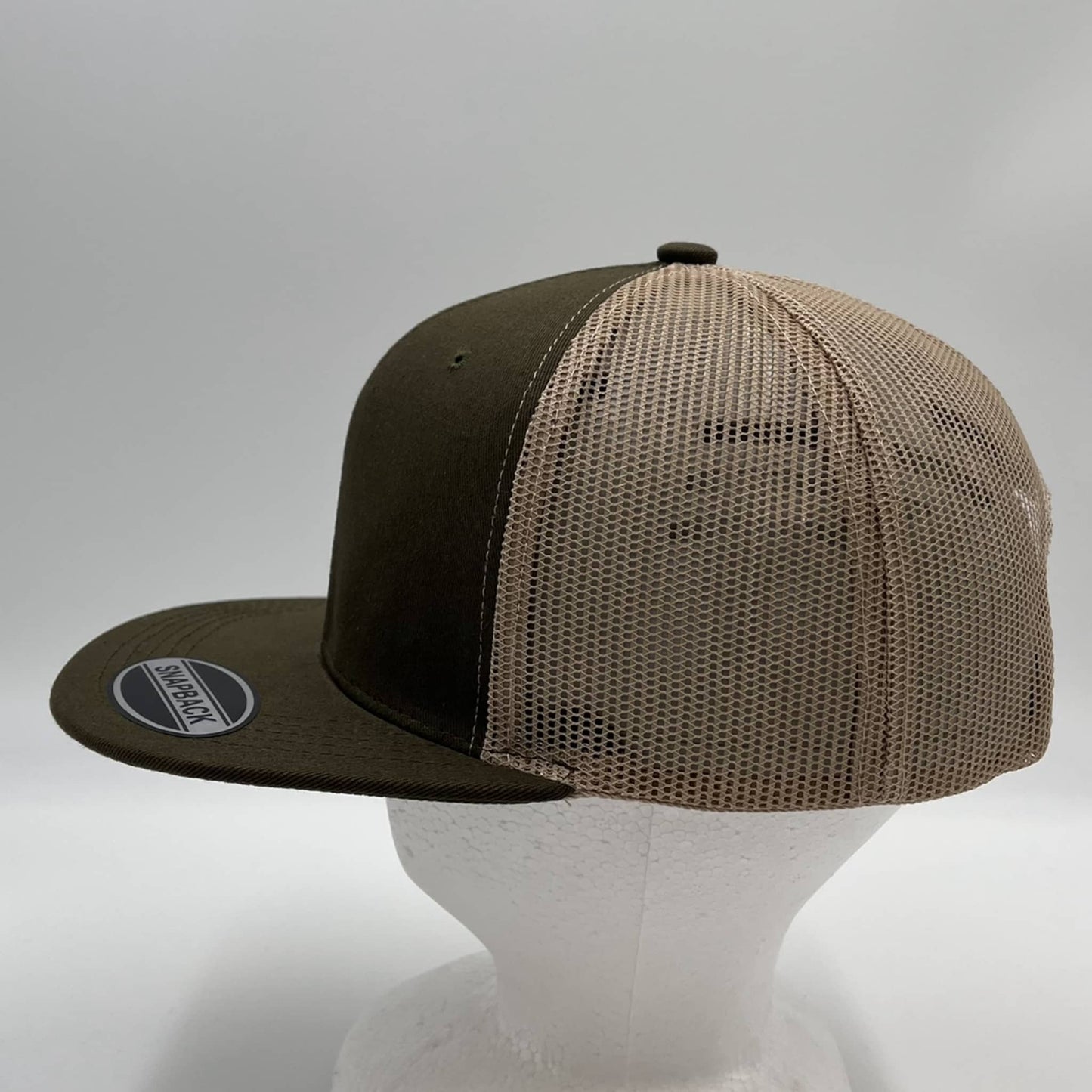 Plain Flat 6P Mesh Trucker Army Green and Tan Mesh 12 pack CF6M1818 Cap Hat