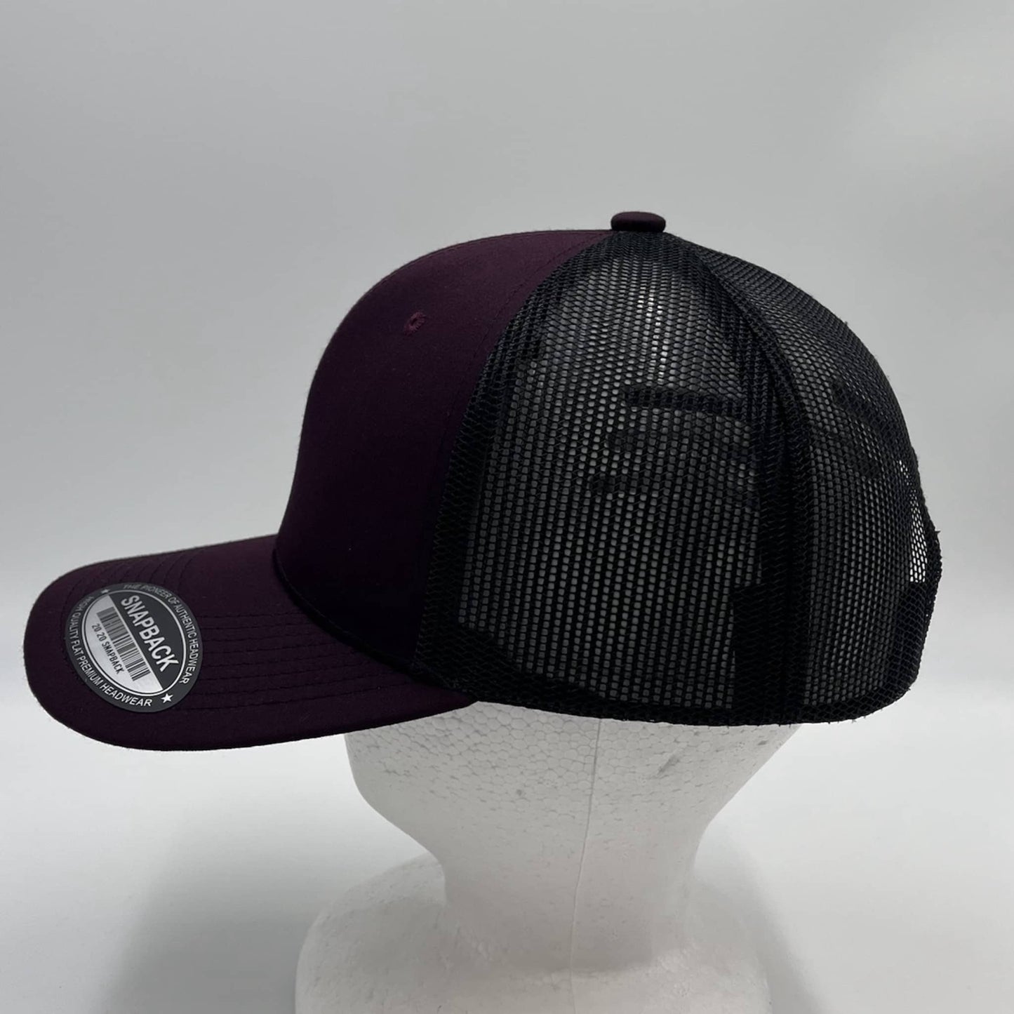 Alpha Omega Cap Plain Flat 6P Mesh Trucker Purple and Black Mesh 12 pack CF6M1828 Cap Hat