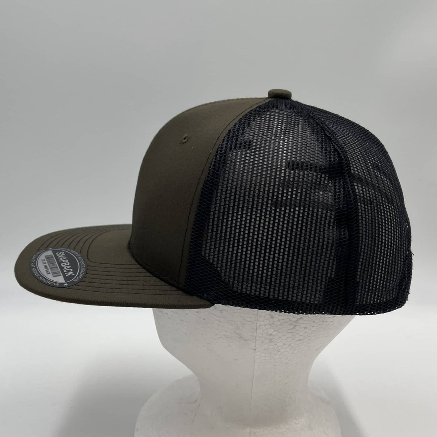 Plain Flat 6P Mesh Trucker Army Green and Black Mesh 12 pack CF6M1817 Cap Hat