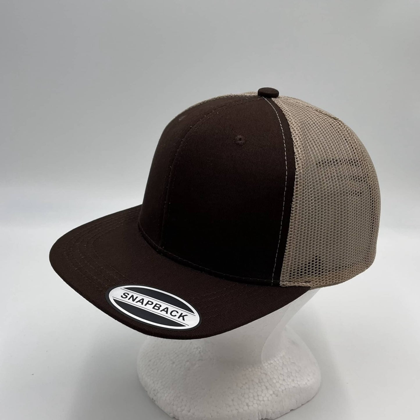 Alpha Omega Cap Plain Flat 6P Mesh Trucker Brown and Tan Mesh 12 pack CF6M1816 Cap Hat