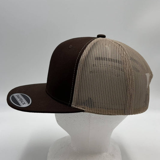 Plain Flat 6P Mesh Trucker Brown and Tan Mesh 12 pack CF6M1816 Cap Hat