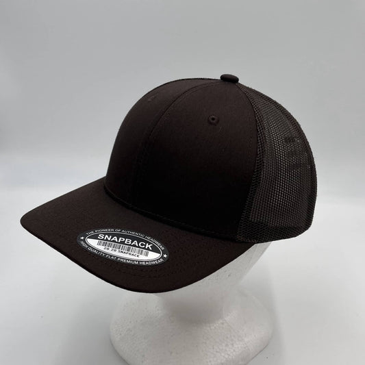 Alpha Omega Cap Plain Flat 6P Mesh Trucker Brown and Brown Mesh 12-pck CF6M1815 Cap Hat