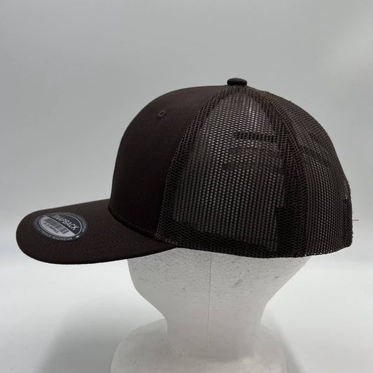 Alpha Omega Cap Plain Flat 6P Mesh Trucker Brown and Brown Mesh 12-pck CF6M1815 Cap Hat