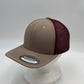 Plain Flat 6P Mesh Trucker Tan and Burgandy Mesh 12 pack CF6M1811 Cap Hat