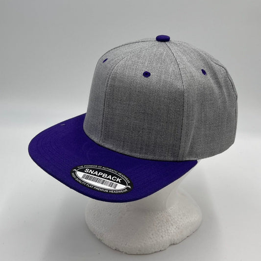 Plain Poly Snapback Light Gray and Blue Lid 12 pack PFS02T10 Cap Hat