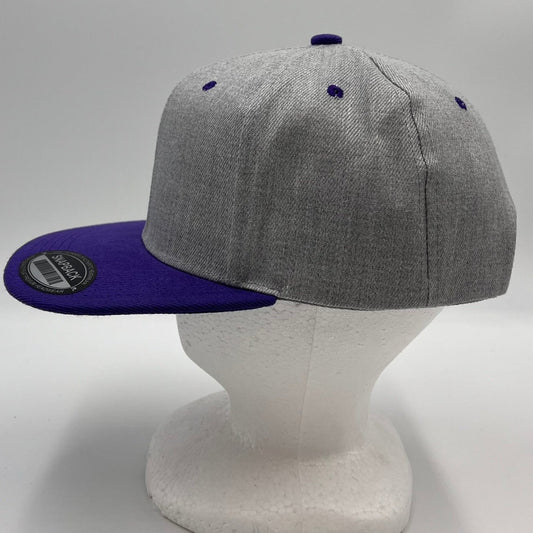 Plain Poly Snapback Light Gray and Blue Lid 12 pack PFS02T10 Cap Hat