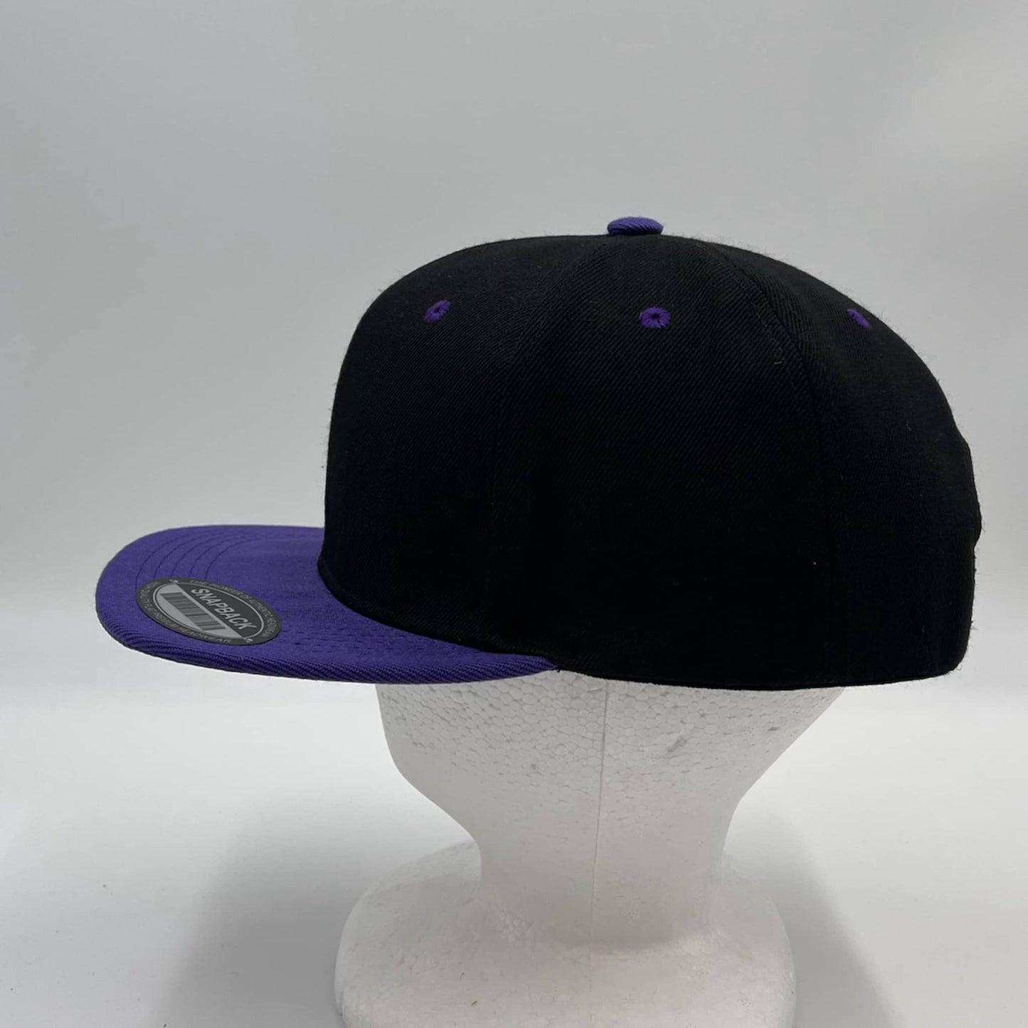 Alpha Omega Cap Plain Poly Snapback Black and Purple Lid 12 pack PFS02T04 Cap Hat