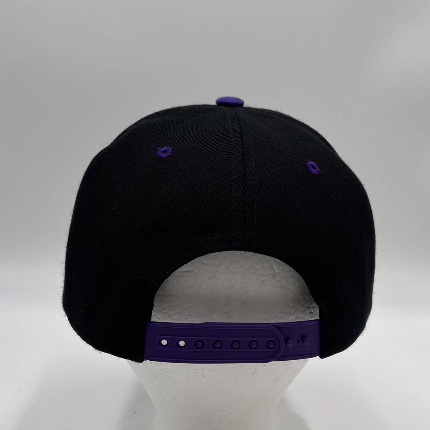 Alpha Omega Cap Plain Poly Snapback Black and Purple Lid 12 pack PFS02T04 Cap Hat