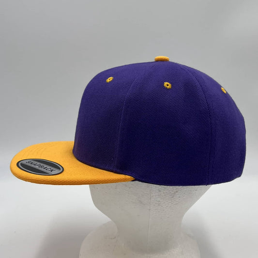 Alpha Omega Cap Plain Poly Snapback Purple and Yellow Eyelets/Bill 12 pack PFS0527 Cap Hat