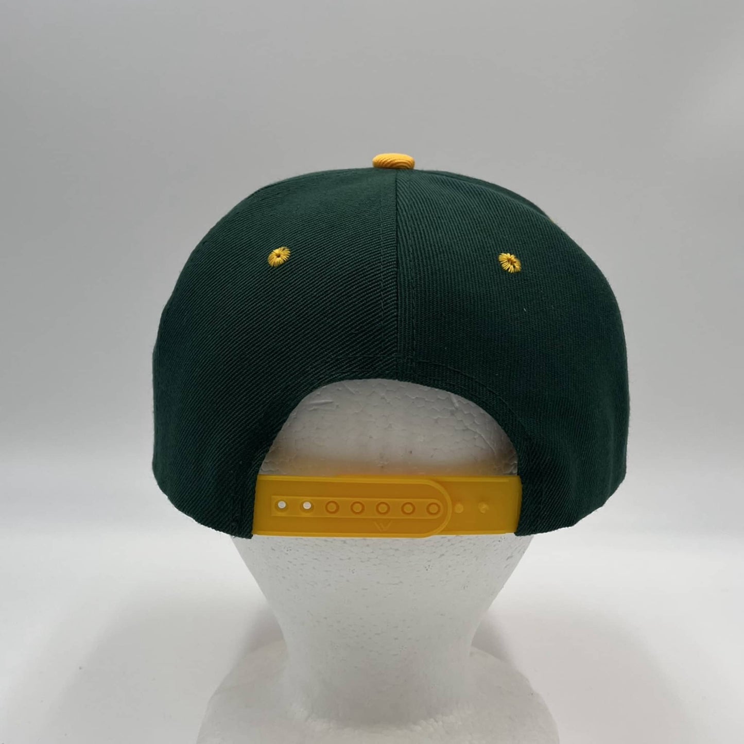 Alpha Omega Cap Plain Poly Snapback Green and Yellow Eyelets/Bill 12 pack PFS0544 Cap Hat