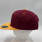 Plain Poly Snapback Burgandy and Yellow Lid 12 pack PFS02T03 Cap Hat