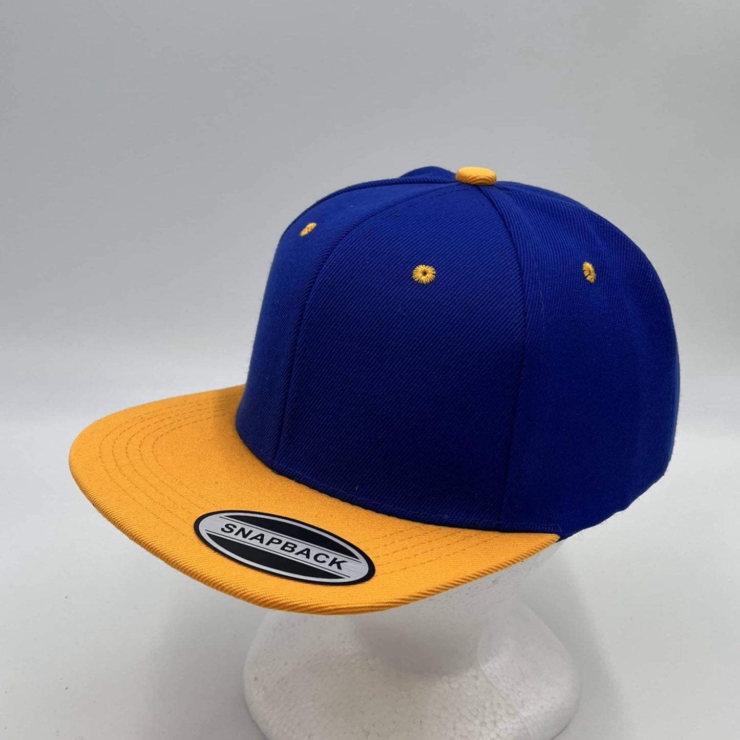 Plain Poly Snapback Blue and Yellow Lid 12 pack PFS02T02 Cap Hat
